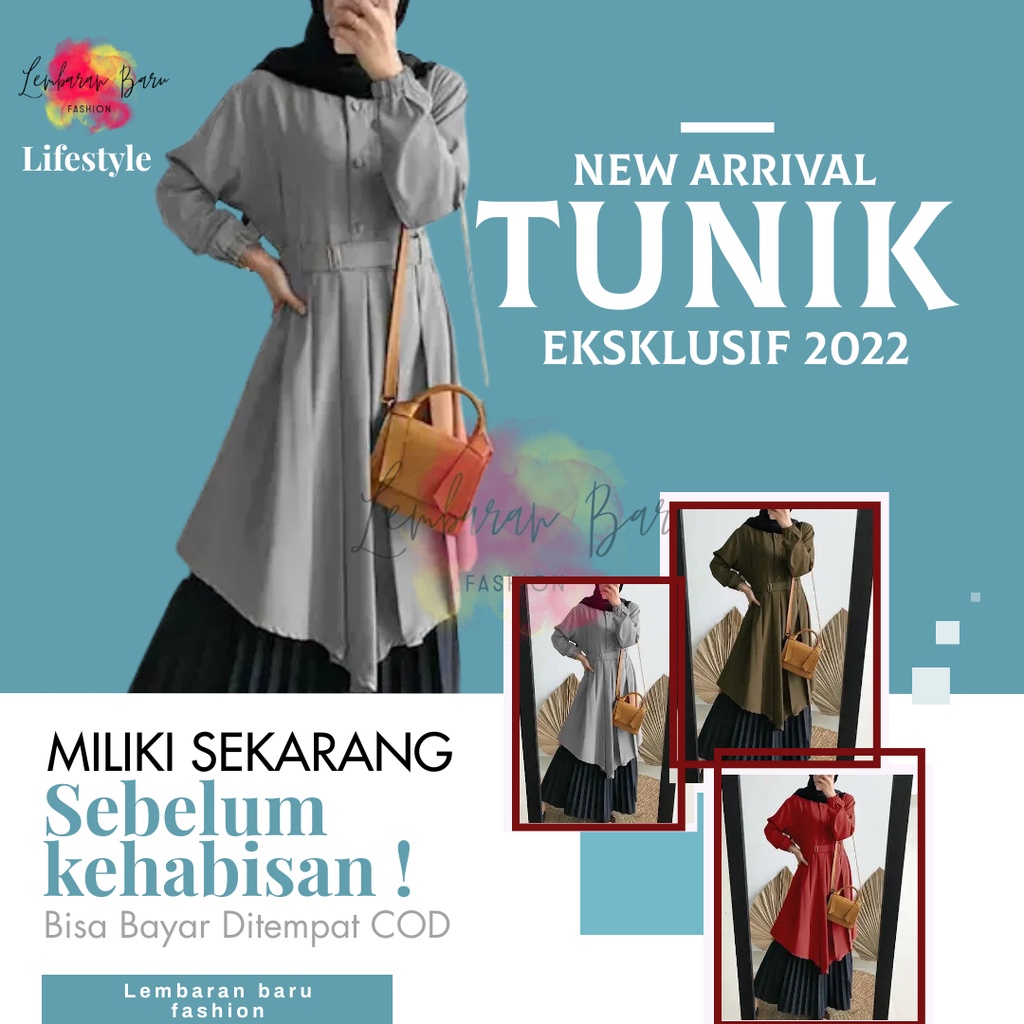 Baju tunik wanita remaja terbaru 2021 2022 kekinian polos 006