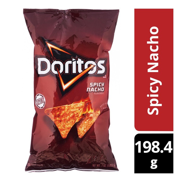 

DORITOS USA Spicy Nacho Tortilla Chips 198 Gram 7 Oz (Made in USA) - Doritos Impor Amerika