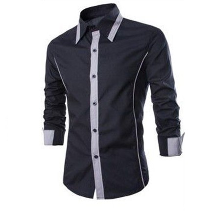 Kemeja Pria Slim Fit Warna Hitam