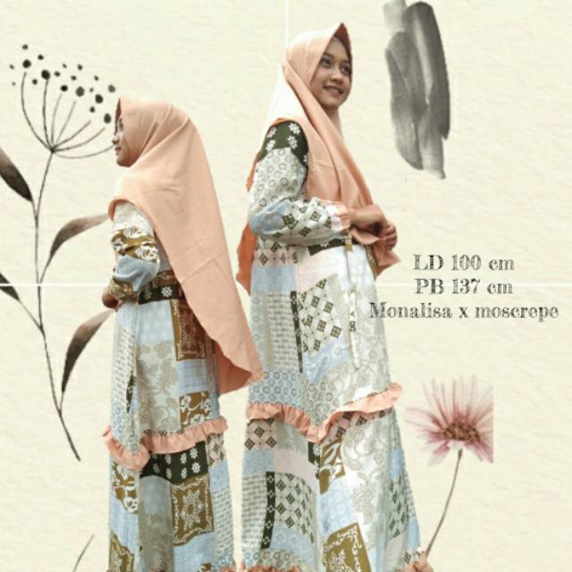 Set Gamis Batik Abstrak Monalisa