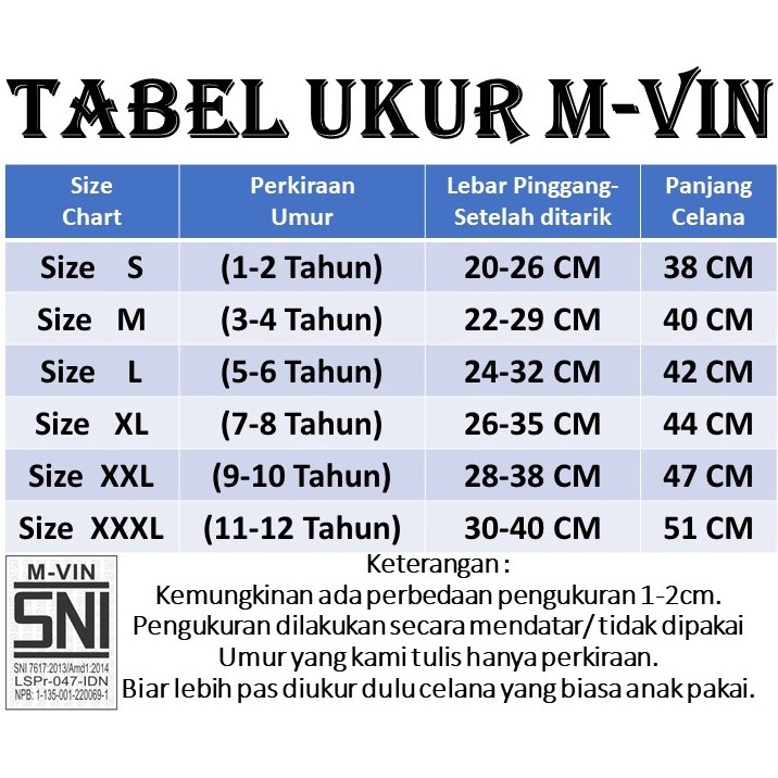 Celana  Anak Premium Bahan Tebal COTTON TWILL Ikan 1 - 12 Tahun Celana Anak BerKualitas M-VIN