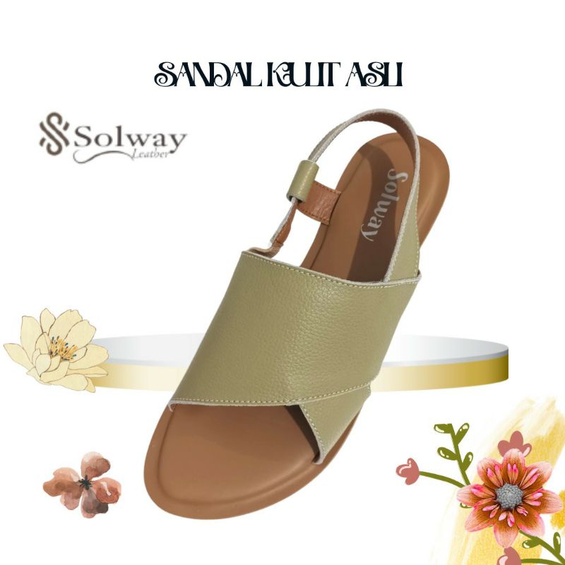 sandal sepatu kulit wanita model flat by SOLWAY SW009