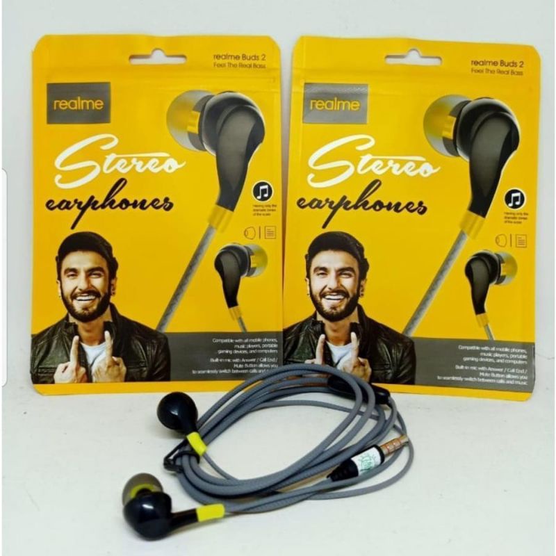 Headset Realme RMA101 Packing plastik Stereo Earphone Hf RMA-101 Buds Super Bass