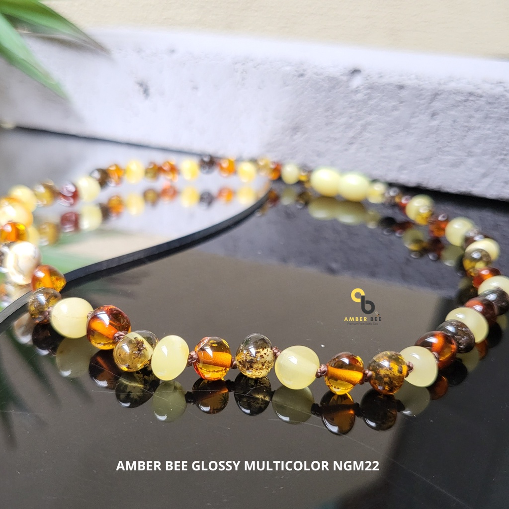 Set Kalung Gelang Amber Bayi &amp; Anak Baltic Premium Glossy Multicolor SNBGM2228 By Amber Bee