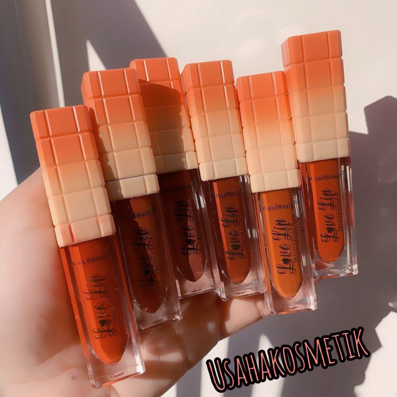 [6PCS] LIP GLOSS KISS BEAUTY PEACH MATTE NO.70082