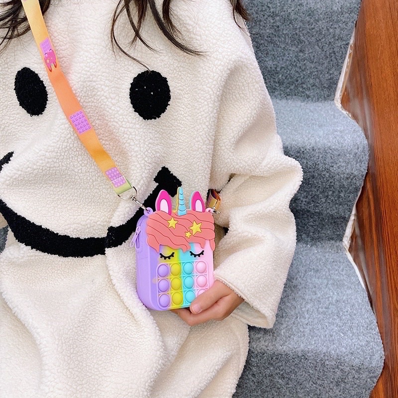 Tas Selempang Anak Pop It Melody Rabbit Rainbow