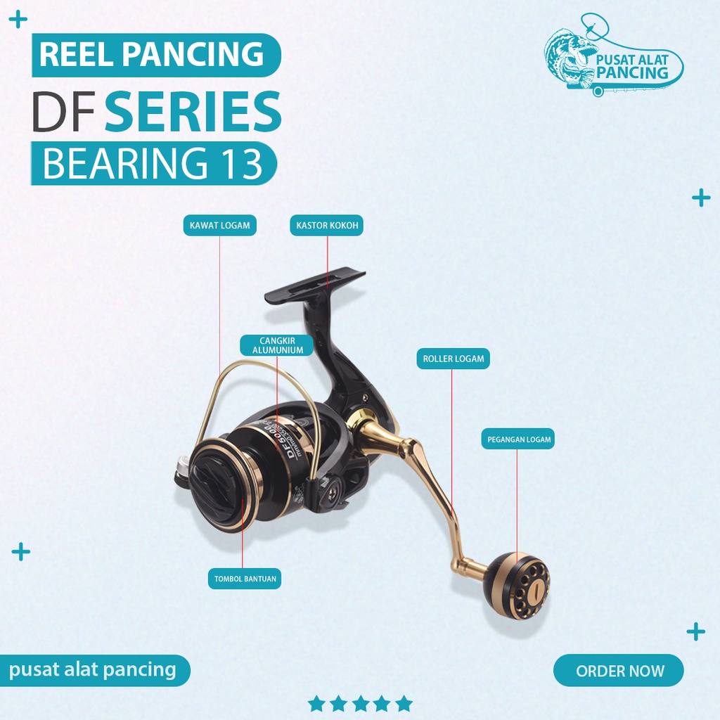 Reel Pancing Lizard Gulungan Pancing DF4000 Maks Tarik 10Kg Kumparan Logam Berputar Jigging Reel Spinn