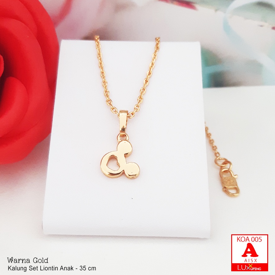 KOA 005 Kalung Set Liontin Anak Murah Zirkon Lapis Emas Imitasi Kalung Anak 35 cm Kalung Koin Liontin Emas Imitasi Luxx Xuping