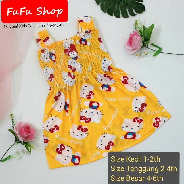 Dress hellokity/dress babydoll/setelan anak perempuan/daster anak perempuan/grosir baju anak murah