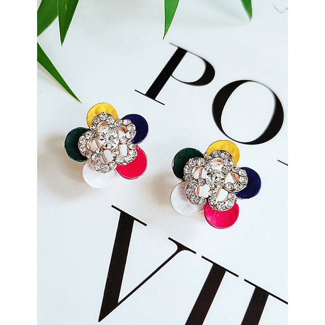 LRC Anting Tusuk Fashion Openwork Alloy Flower Stud Earrings F6719X