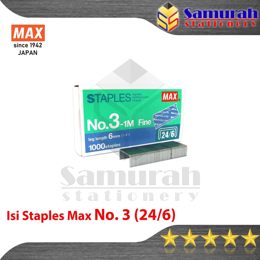 

Isi Staples Max No. 3 Original / Refill Stapler no 3 / isi Stepler Hekter Besar Asli Jepang