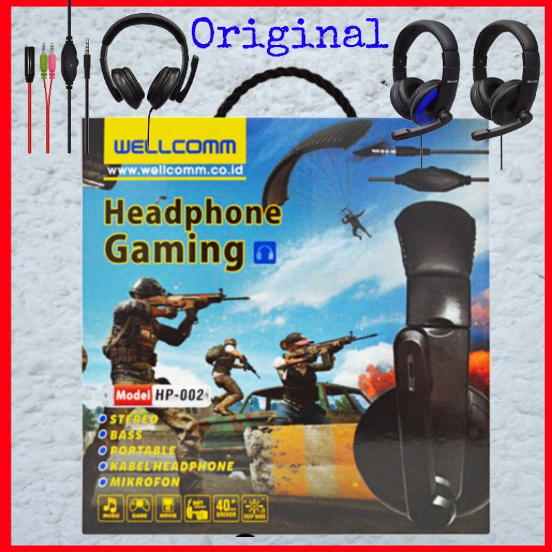 Headphone Gaming Wellcomm Headset For Gamers Original