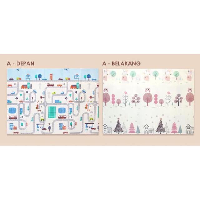 (DENGAN TAS) PREMIUM PLAYMAT ANAK BAYI XPE Uk 200 x 150 cmTEBAL 1 CM MOTIF BOLAK BALIK-A + BAG