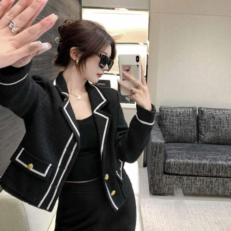 jaket korean style wanita coat women short and small perfume style tweed palace style autumn cardiga