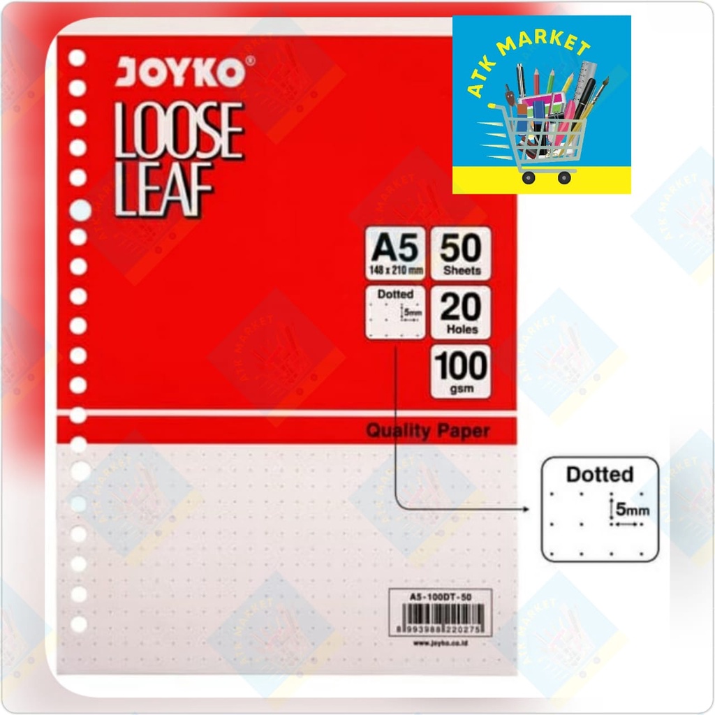 

Kertas Loose leaf / Kertas Binder A5 " DOT (Titik) " 50 lembar