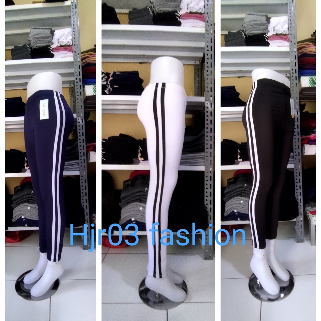 Legging List strip  Putih Bahan Tebal PREMIUM/ Legging wanita lis 2/celana legging