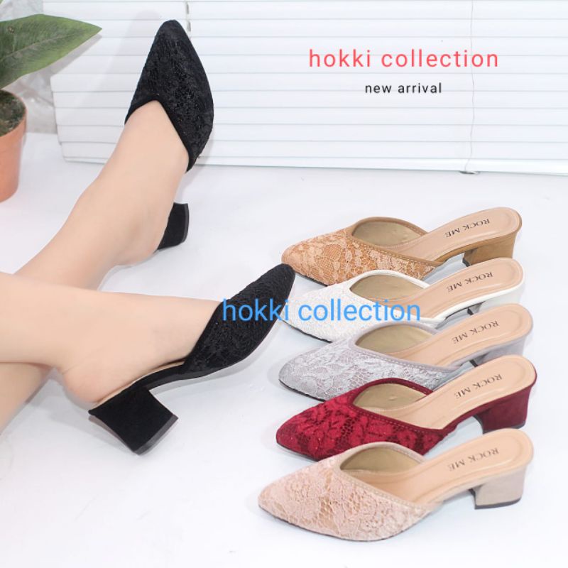 Brokat Heels Wanita Hak Tinggi 5 cm Sepatu Sandal Pesta Premium