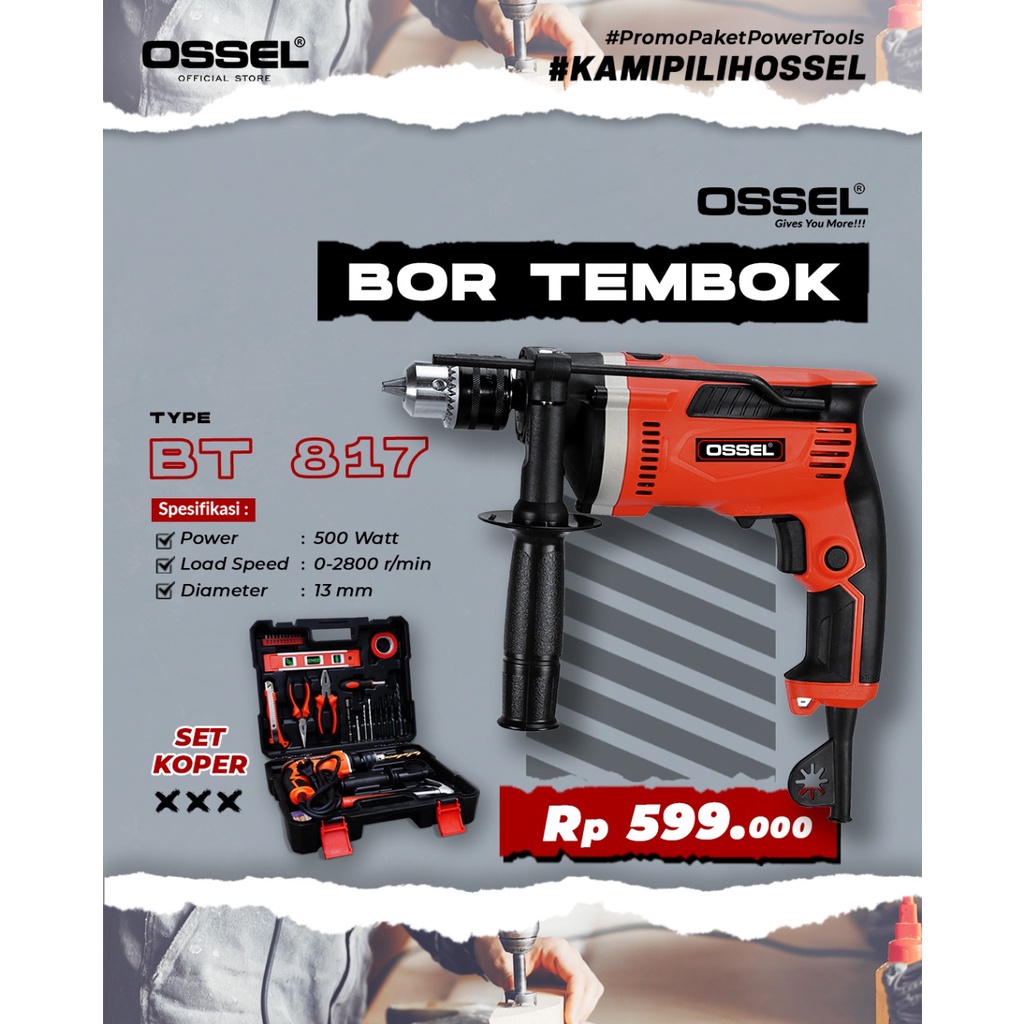 Bor Beton Listrik BT 817 Set Bor Listrik Bor Tembok Bor Besi Kayu