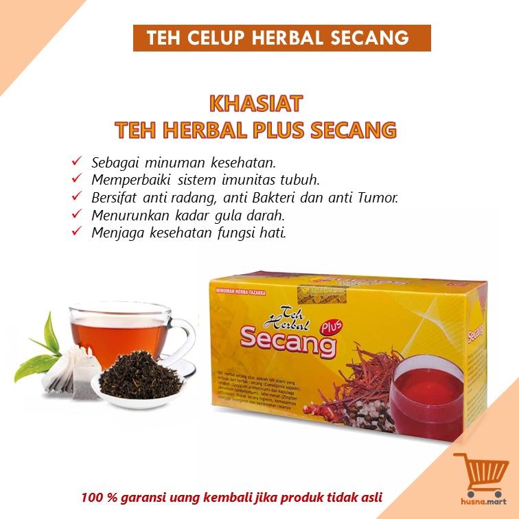 Teh Celup Kayu Secang Plus Minuman Herbal Kesehatan Daya Tahan Tubuh - Tazakka isi 20 Kantung