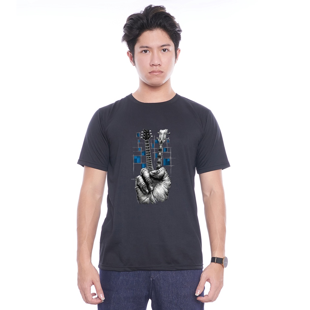 Kaos Oblong Pendek Gambar Gitar Tangan