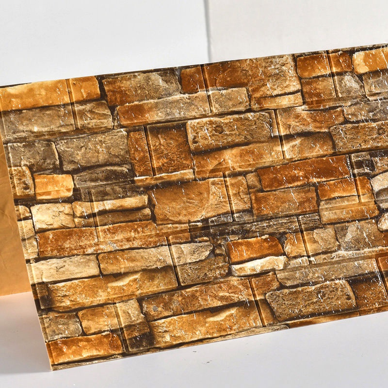 Promosi terlaris！！Wallpaper Dinding 3D bata busa Stiker Foam Motif bata waterproff murah Wallpaper dinding-ZW-W2 Kuning bata