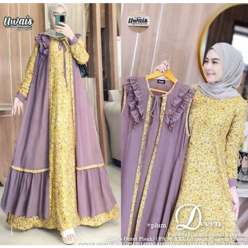 Ready siap kirim dress set rompi Deera maxy Bahan Shakilla Bisa COD