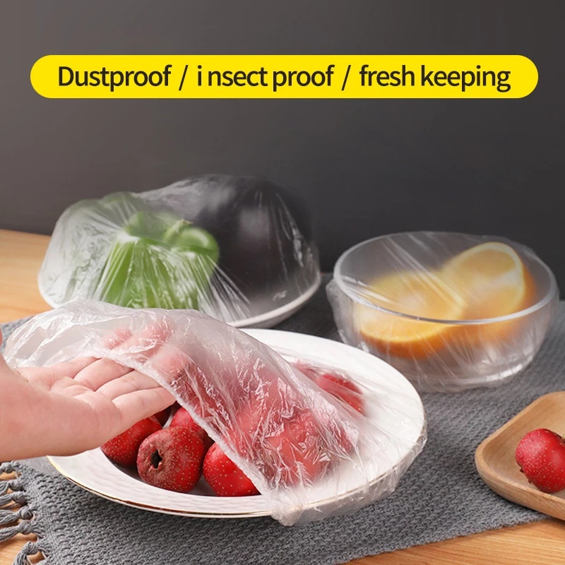 [100 Pc Pack Kitchen Reusable Disposable Food Cover] [Durable Elastic Food Lids for Bowls] [Kitchen Organizer Fresh Keeping Saver Bag]