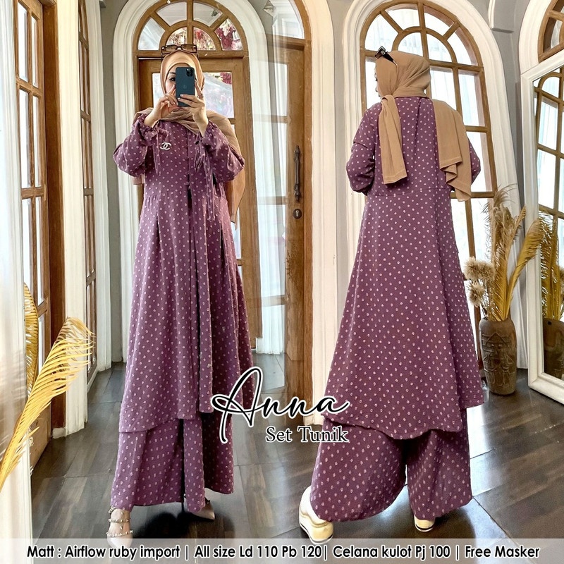 Anna set tunik lavender free masker G3