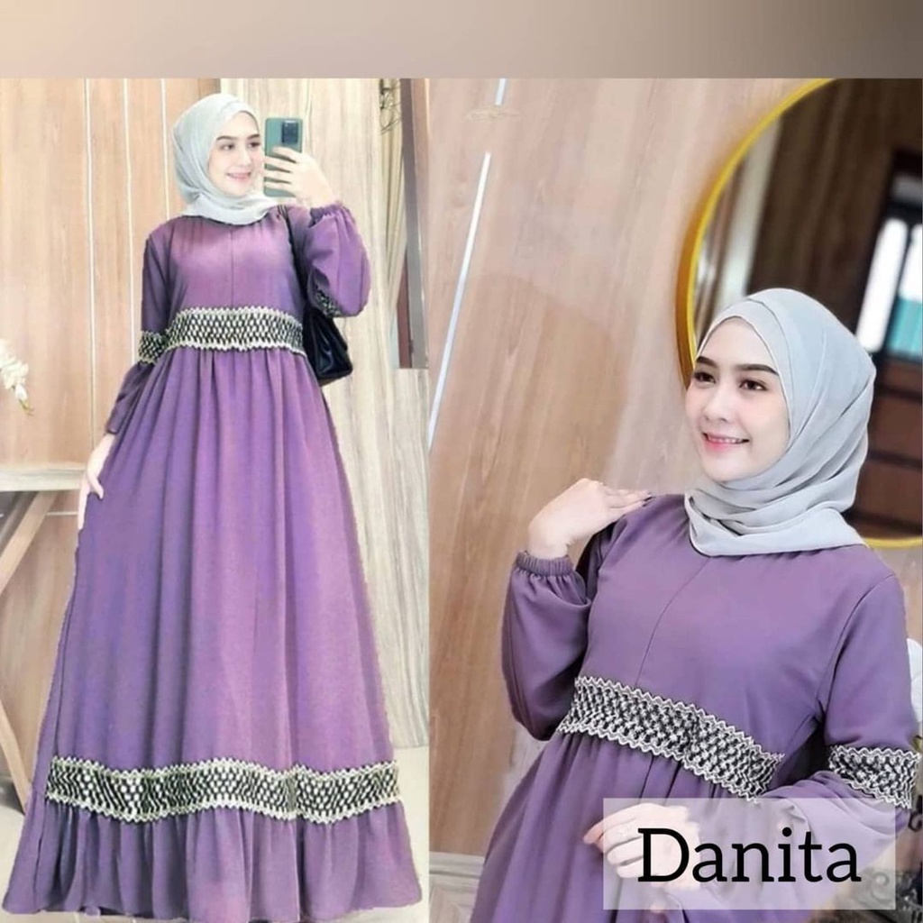 NEW- Danita Dress Bahan Ceruti Mix Renda  / BAJU DEWASA MURAH TERBARU 2021 /Gamis Kondangan Wanita