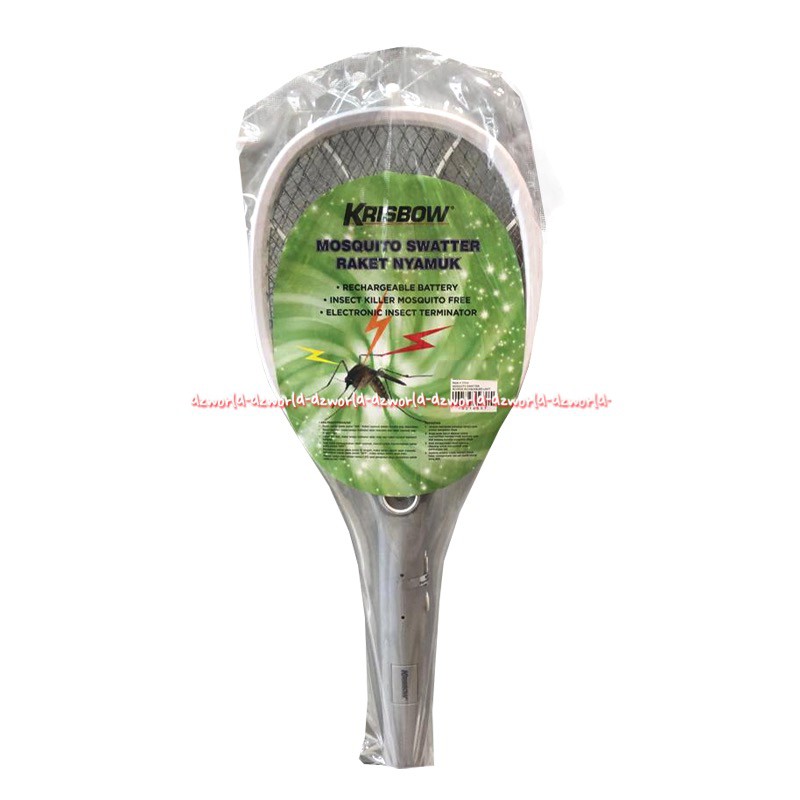 Krisbow Raket Nyamuk Putih Bisa Di Charge Cas Dengan Lampu LED Mosquito Racket