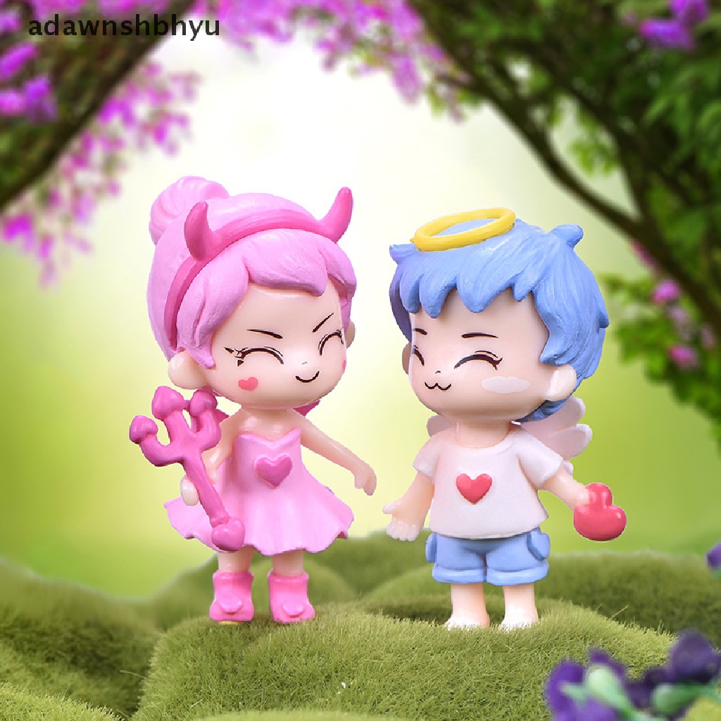 Adawnshbhyu Angel Demon Couple Patung Kecil Patung Kecil Figure Ornamen Miniatur