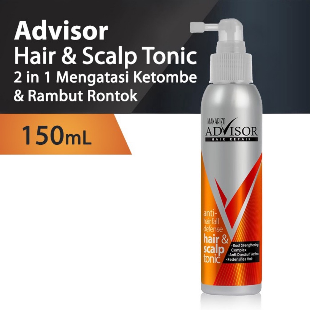 MAKARIZO Advisor Hair &amp; Scalp Tonic 65ml 150ml 240ml | Perawatan Rambut Rontok dan Ketombe