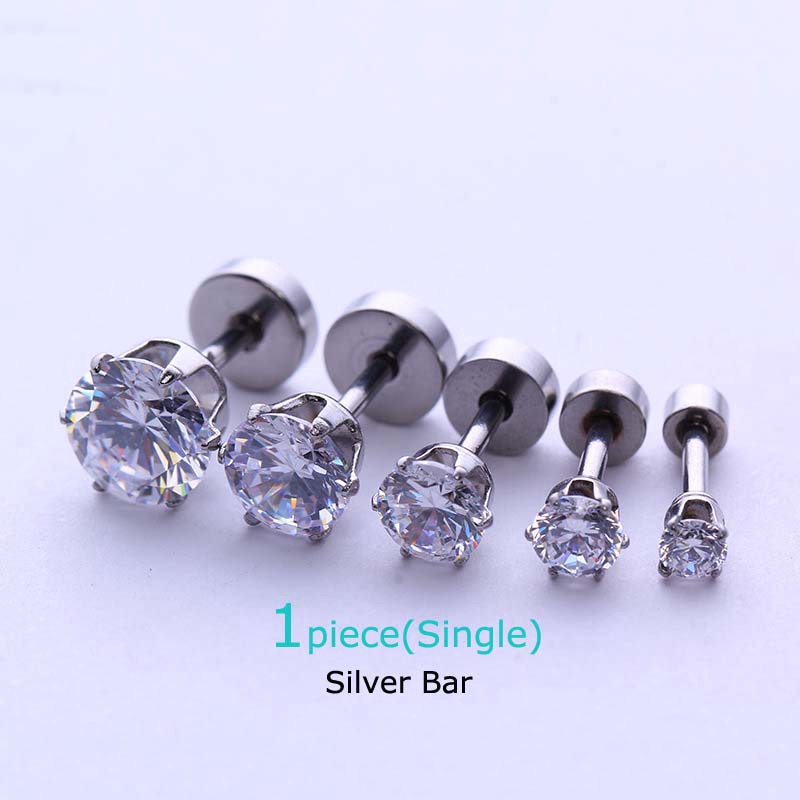 1piece Hypoallergenic stainless steel auricle pinna piercing earrings Zircon