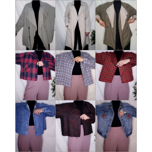 CREWNECK HOODIE KEMEJA OVERSIZE & OUTER BLAZER COAT VINTAGE DRESS