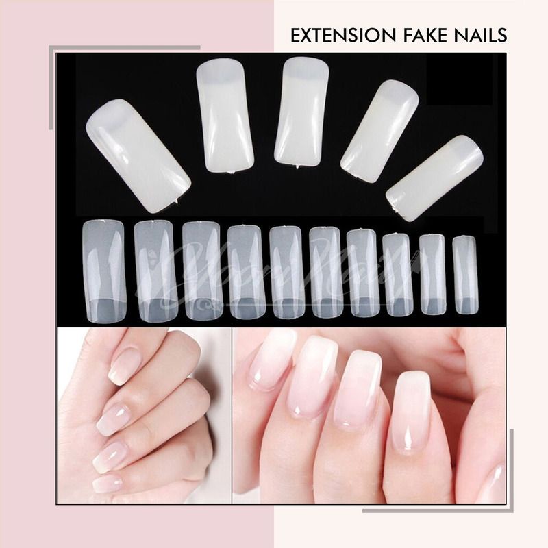 Extension nails pack isi 500pcs natural cream clear bening kuku palsu kupal fake nails nail tip