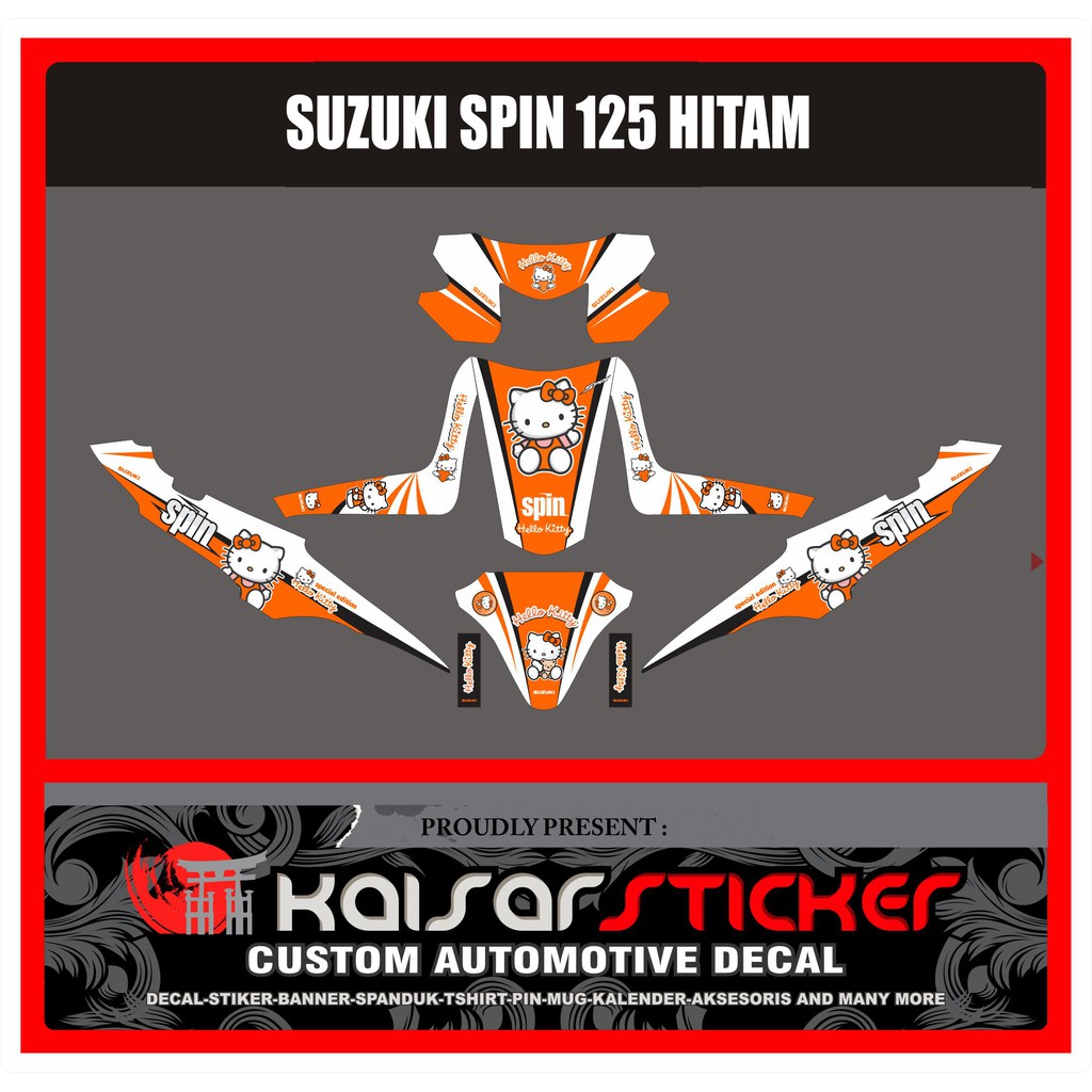 STIKER DECAL MOTOR STIKER STRIPING VARIASI SPIN 125 FULL BODY ORANGE KITTY