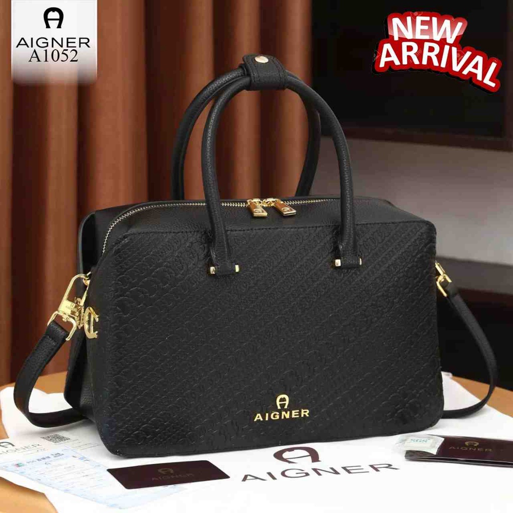 Tas Aigner Milano Handtasche Genarbtes Rindsleder Olivgrun A1052 Semi Ori