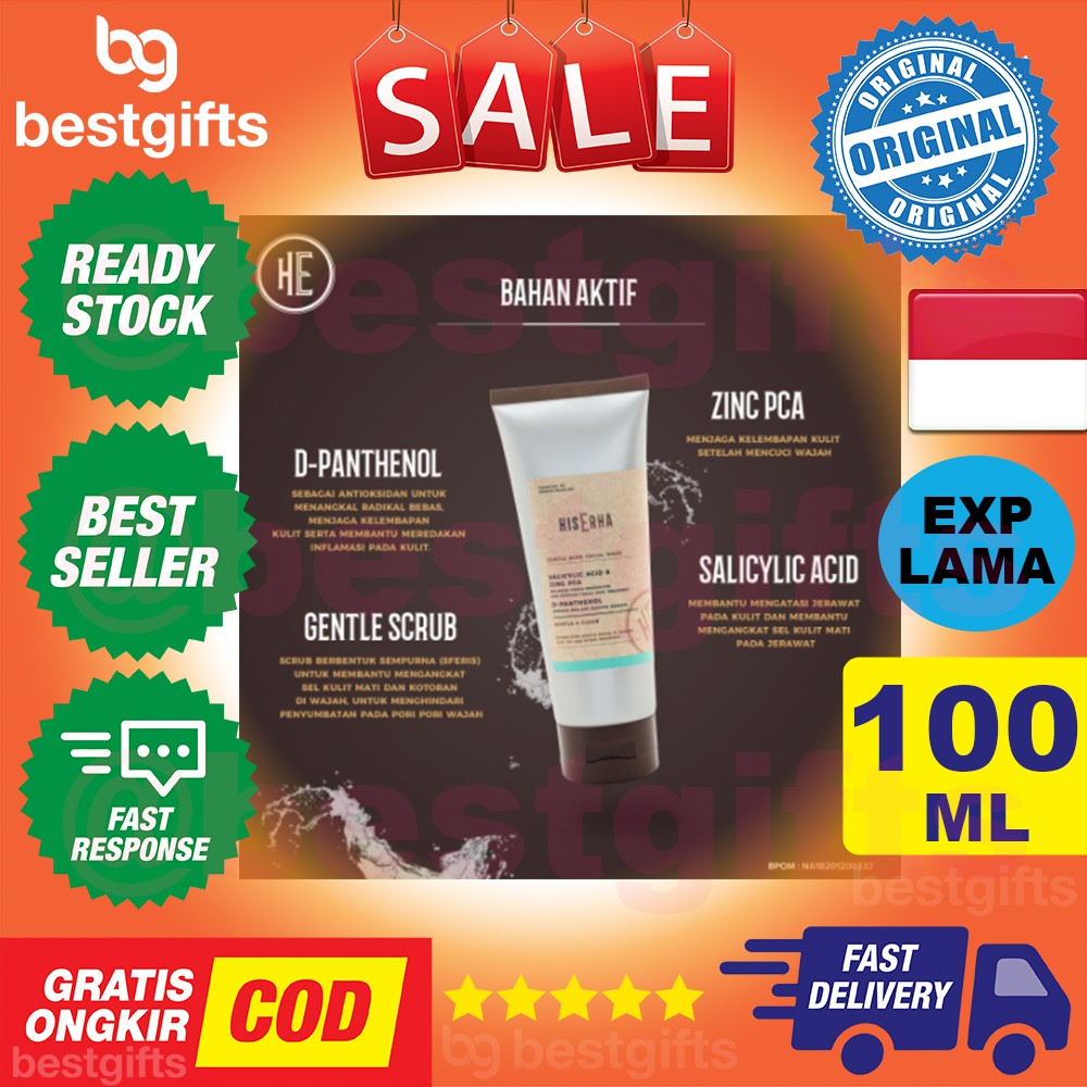 HIS ERHA GENTLE ACNE FACIAL WASH PEMBERSIH WAJAH PRIA KULIT MUKA BERMINYAK BERJERAWAT JERAWAT 100 ML