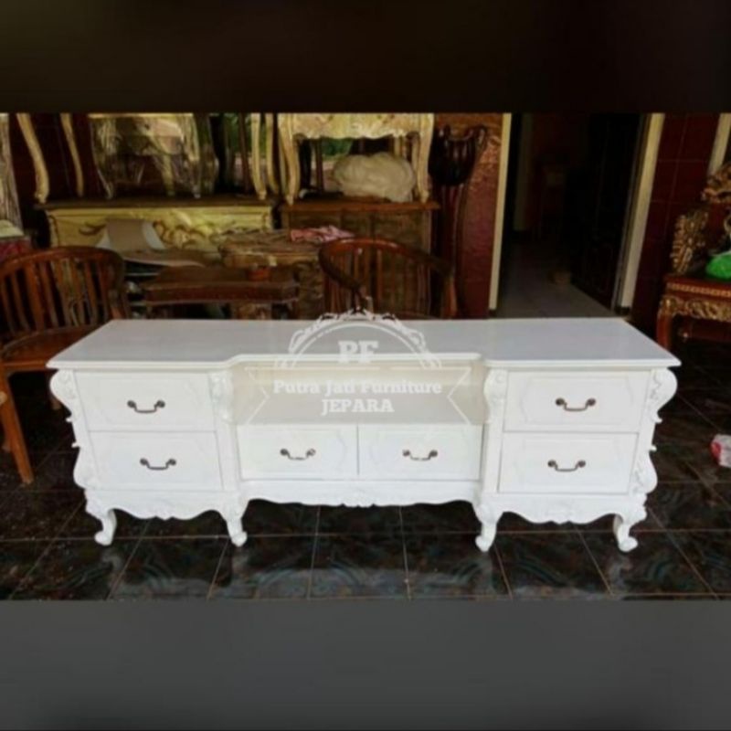 Bufet meja Tv kayu jati - Bivet hias pajangan mebel Jepara