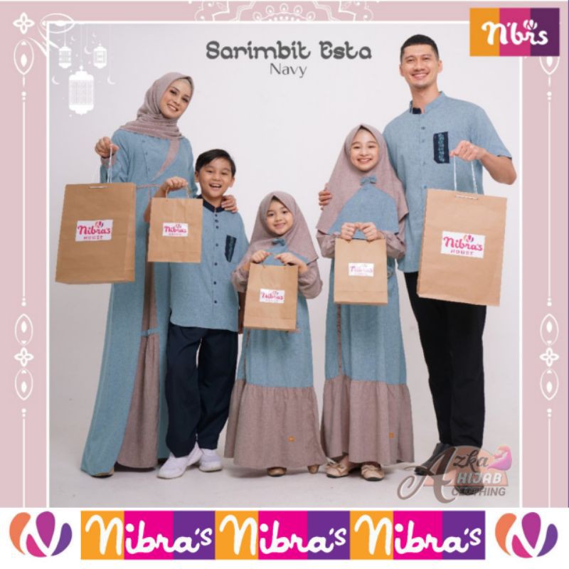 SARIMBIT NIBRAS 2021 ESTA / BAJU MUSLIM COUPLE KELUARGA / SERAGAM KELUARGA / BAJU SERAGAM LEBARAN