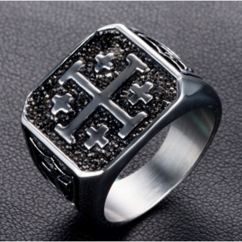 SEUSUK   Crusaders Religious Jesus Christ Knight Templar Military Jerusalem Cross Ring