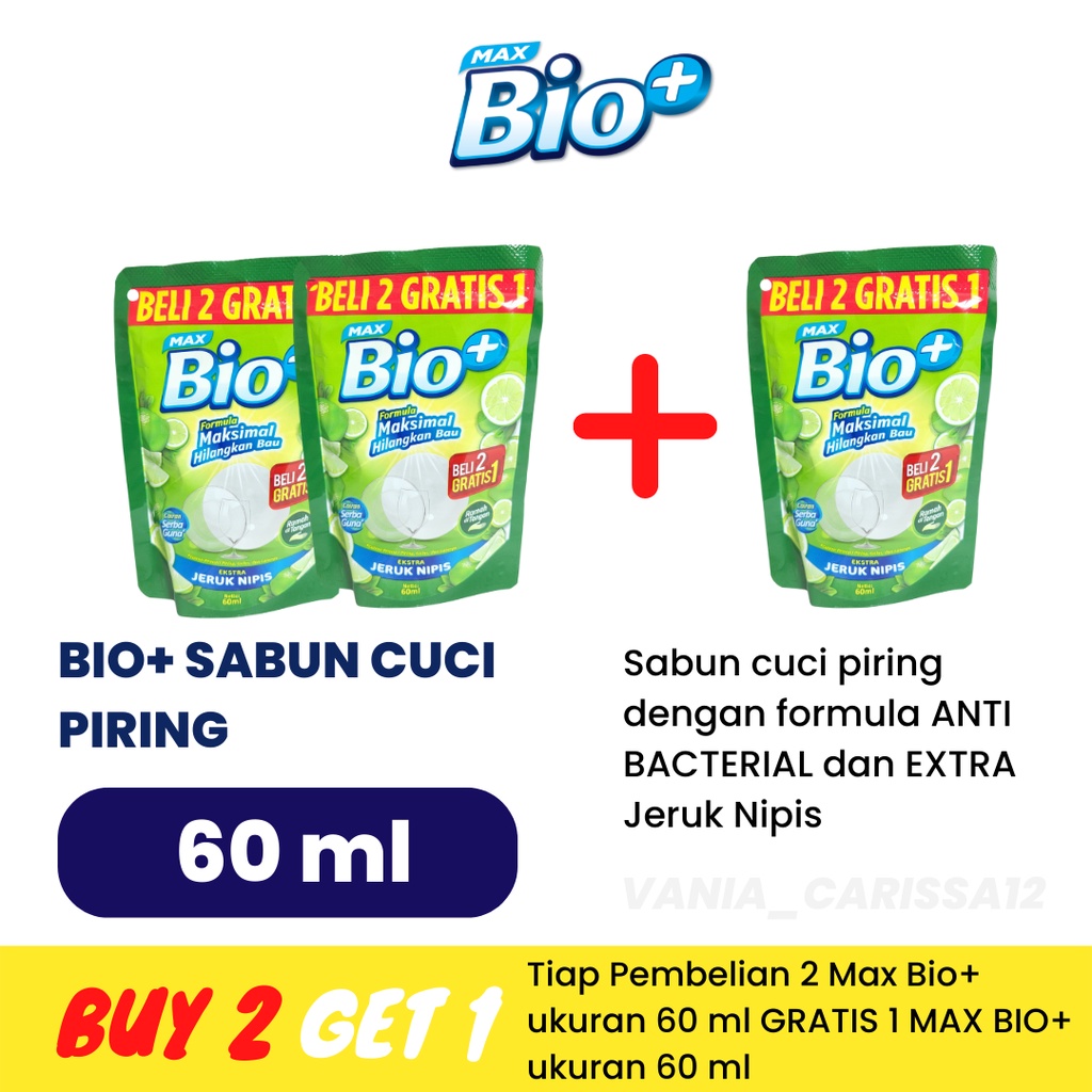 Max BIO+ Sabun Cuci Piring EXTRA Jeruk Nipis 60 ml