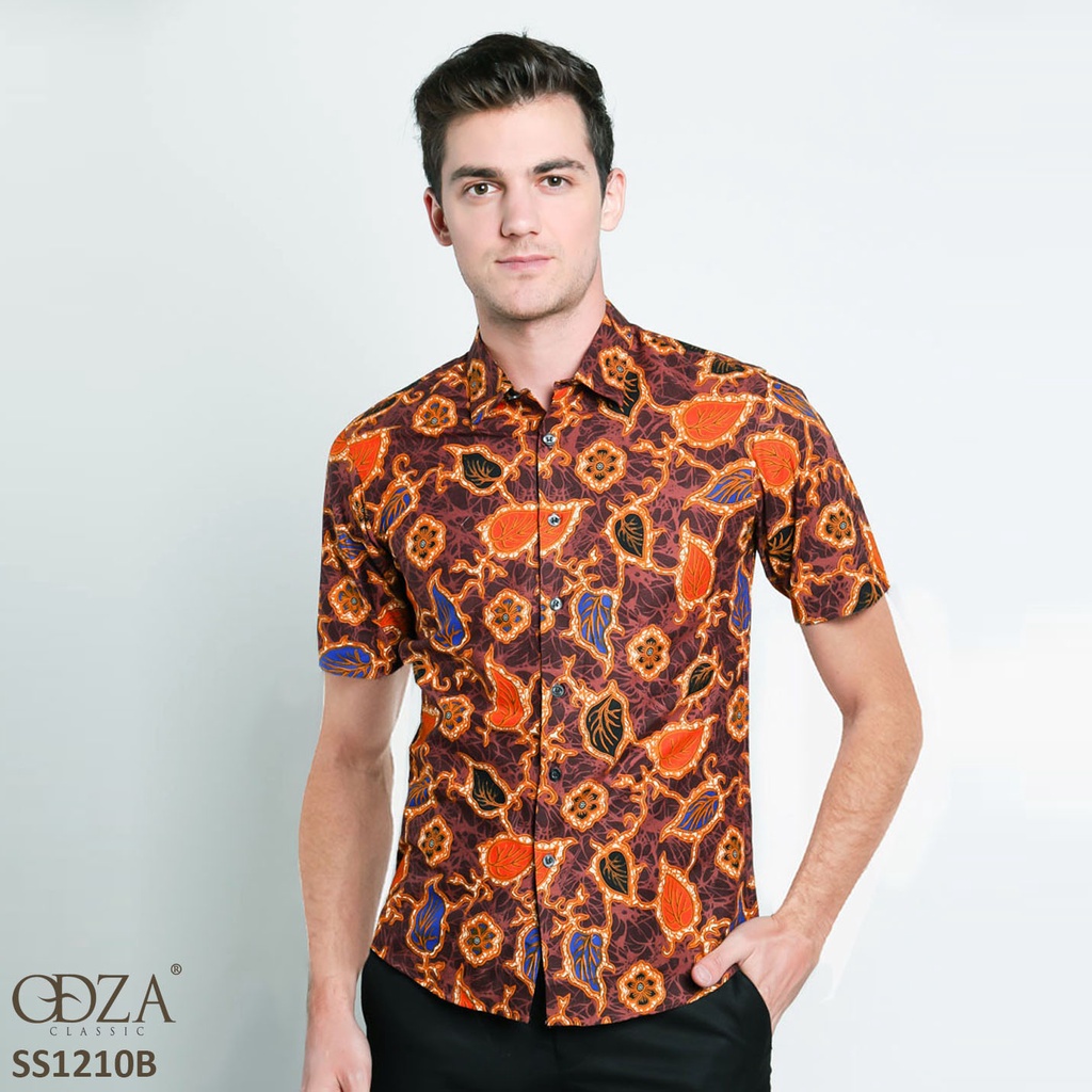 Odza Atasan Kemeja Baju Pria Lengan Pendek Batik Slimfit