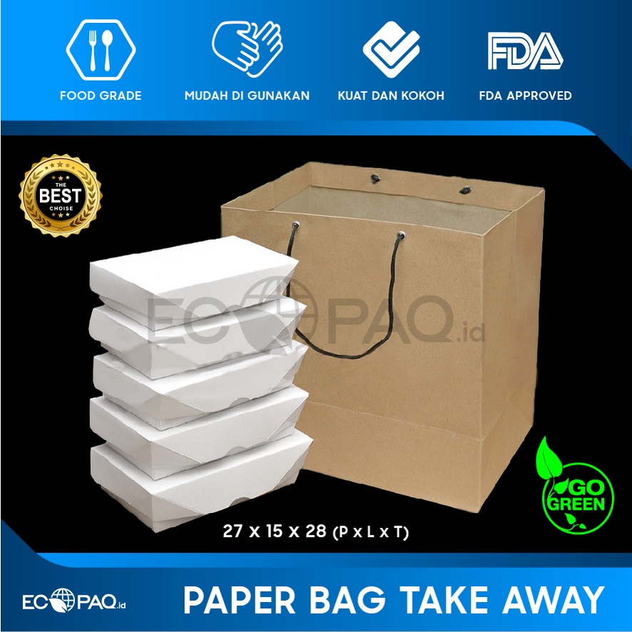 

Paper Bag - Paperbag Polos - COKLAT - TAKE AWAY - 27x15x28 cm (12 pcs)