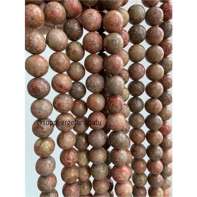 batu 16mm unakite kilap grade natural aksesoris gelang kalung batu