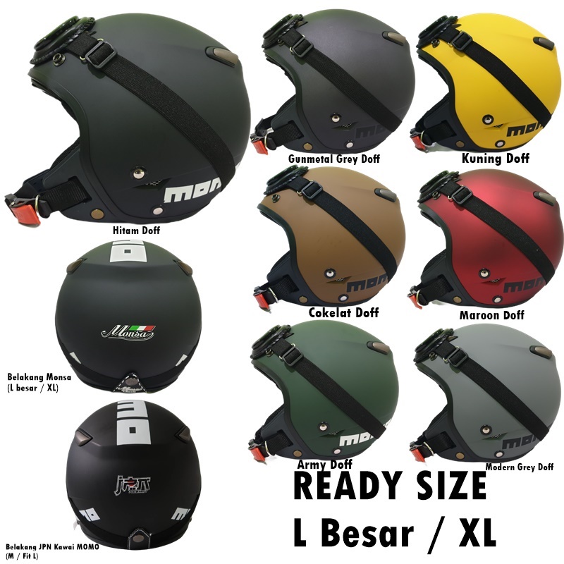 Helm Bogo Retro Pilot Klasik Dewasa JPN MOMO Kawai atau Monsa Vintage Gaya Jadul Kacamata Retro Deng
