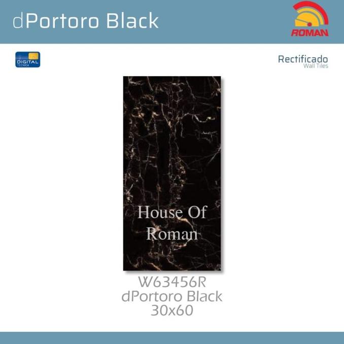 KERAMIK LANTAI ROMAN KERAMIK dPortoro Black 30x60R W63456R (ROMAN House of Roman)