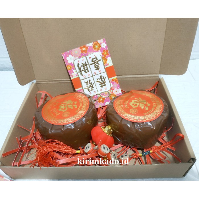

SPECIAL GIFT / kue dodol keranjang besar 500 gr 2pcs+ box + kertas kado kartu imlek