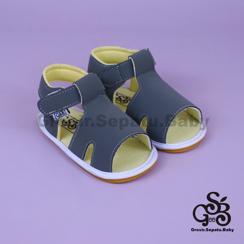 sandal bayi sepatu bayi sendal bayi laki laki perempuan prewalker bayi  umur 2 - 12 bulan model casual S02 polos ABU ringan fleksibel &amp; Anti Slip