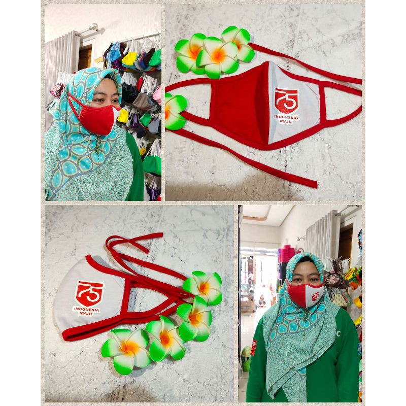 masker merah putih sablon 3 ply